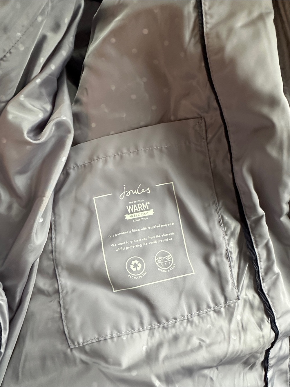 Joules Oversized Hooded Quilted Puffer Coat in Lavender Size US 16 - Picture 10 of 12